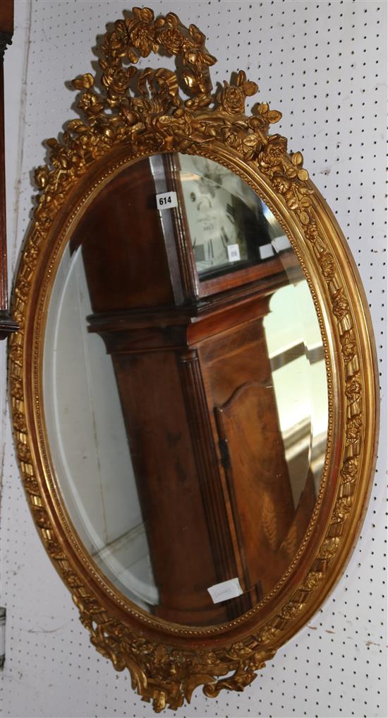 Gilt oval wall mirror